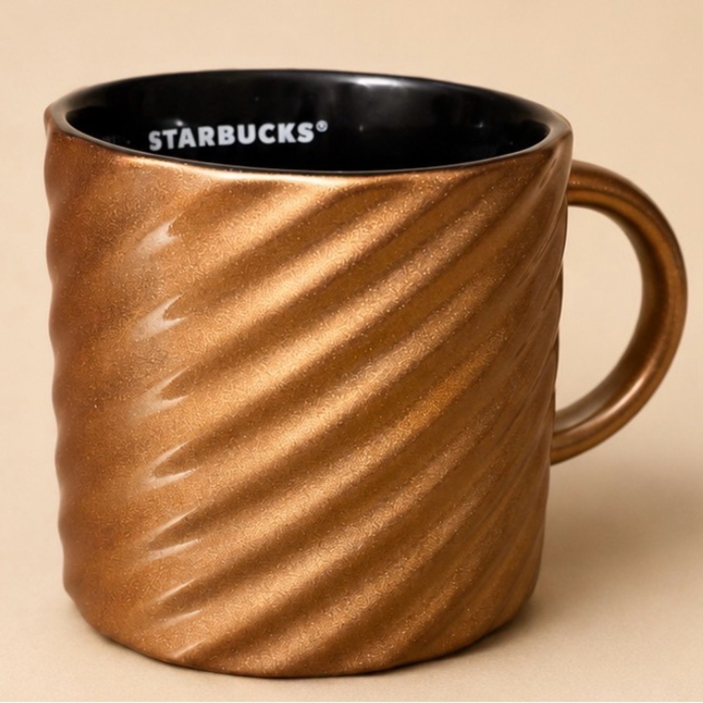 New!! Starbucks Metallic Bronze and Black Ceramic Mug